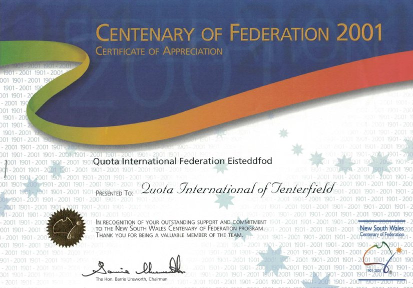 Centenary of Federation 2001 certificate0001-00